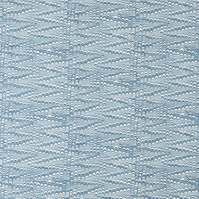 Cool blue-grey woven swatch with dense rows of tiny scalloped arches
