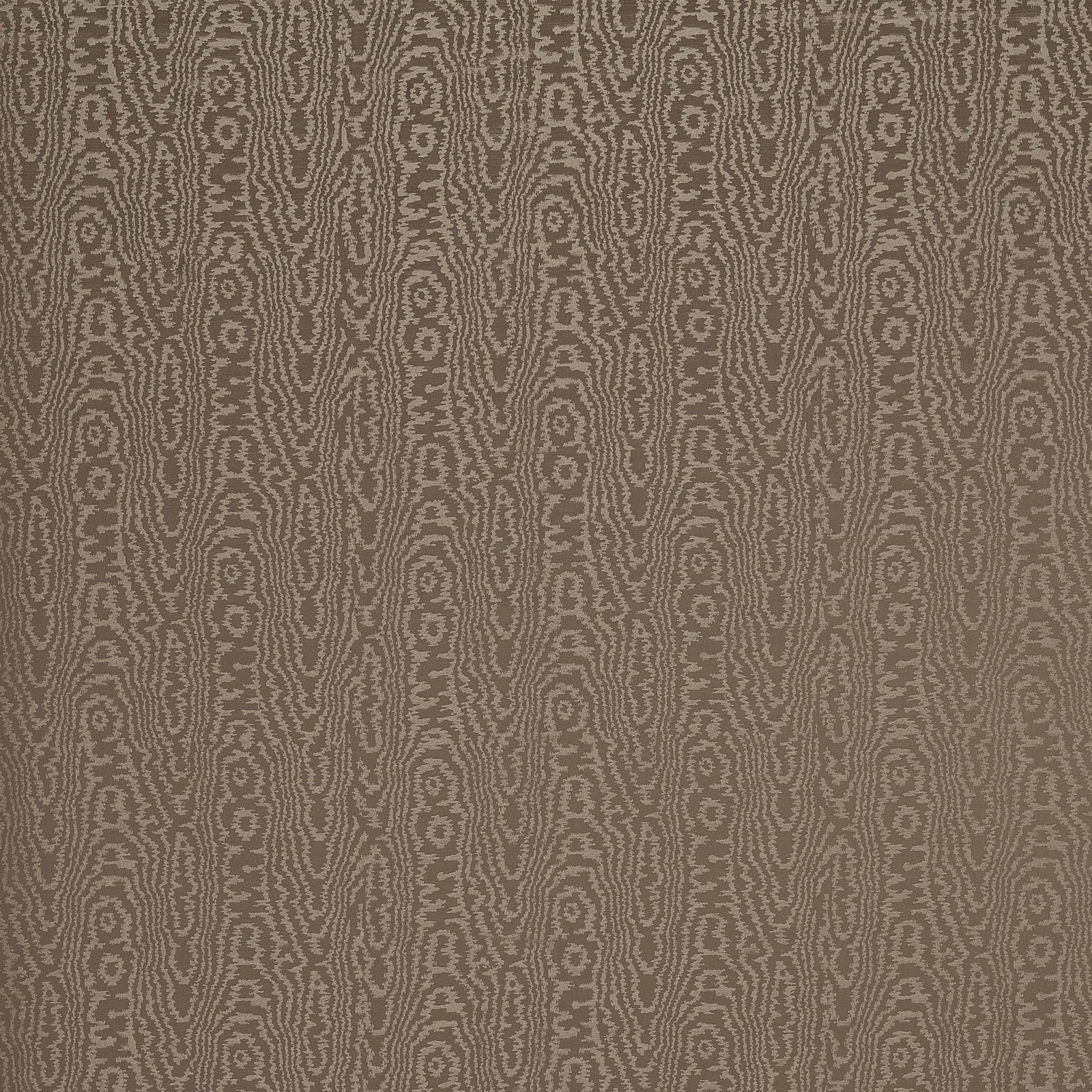 Chocolate brown moiré fabric with vertical rippling oval lines and a fine textured weave