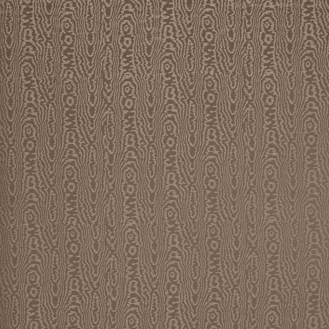 Chocolate brown moiré fabric with vertical rippling oval lines and a fine textured weave