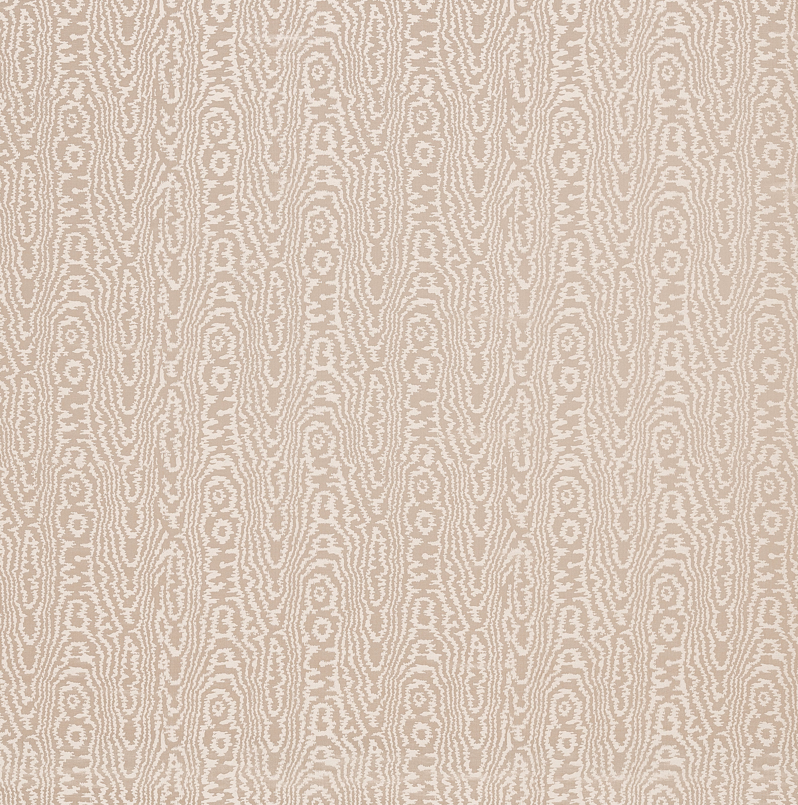 Warm taupe textile with cream vertical moiré lines and concentric motifs
