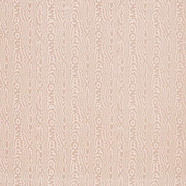 Warm taupe textile with cream vertical moiré lines and concentric motifs
