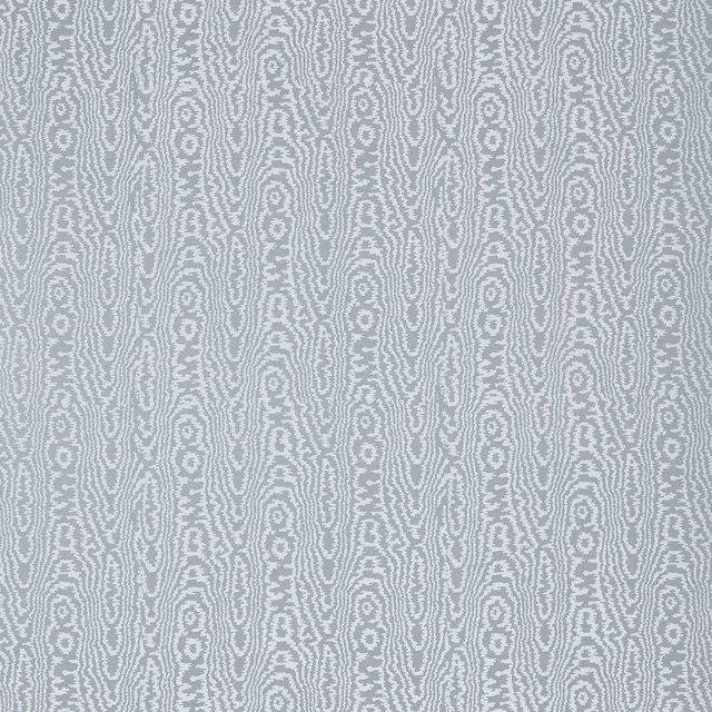 Pale glacier blue-grey moiré with vertical ripples and small organic oval motifs