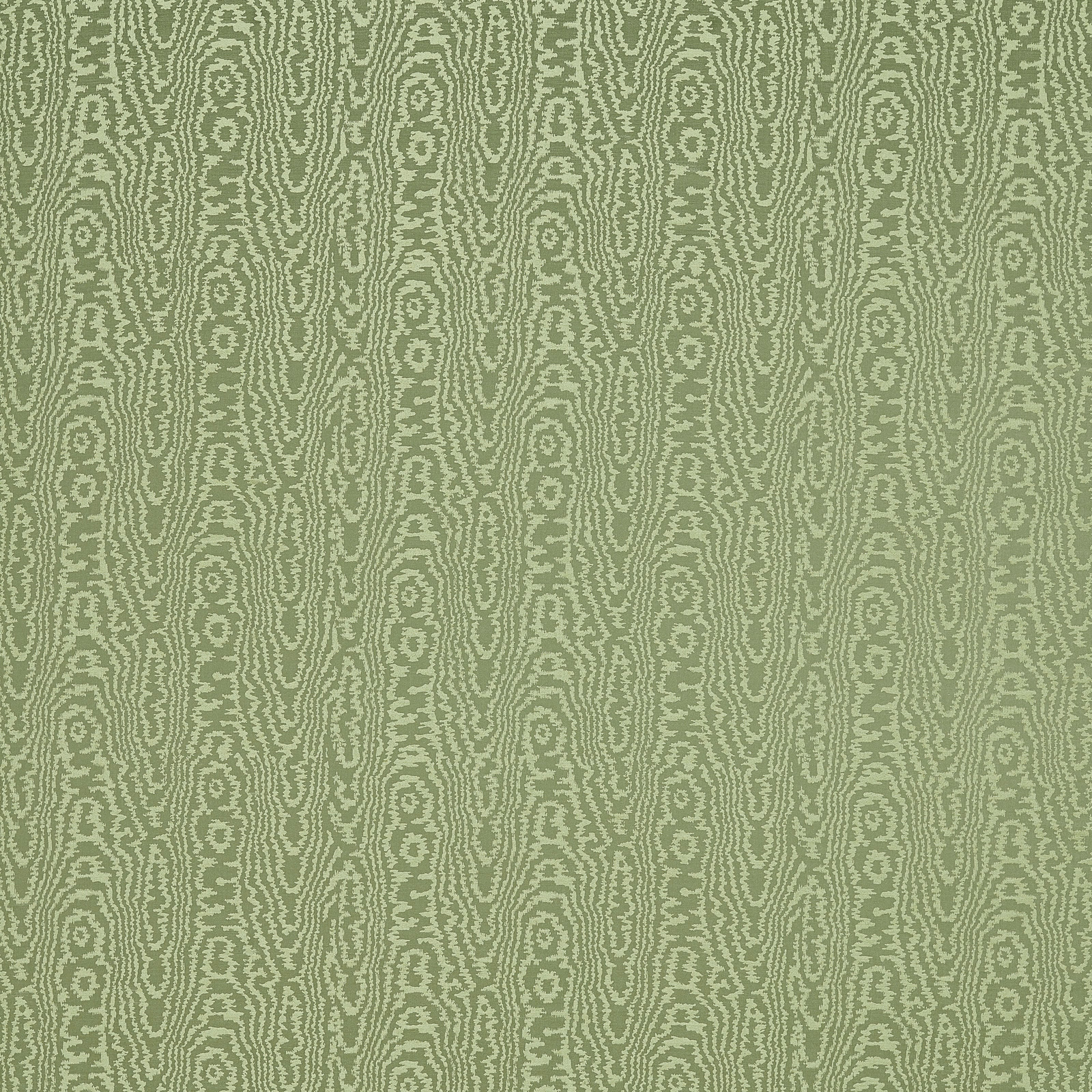 Muted matcha-green moiré fabric with pale rippling vertical motifs
