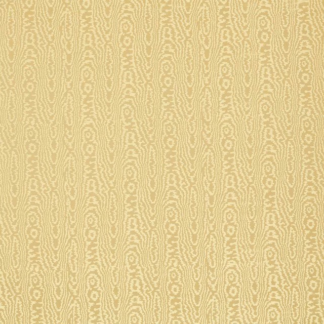 Pale nectar yellow-green moiré textile with vertical rippled oval motifs