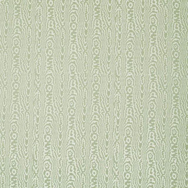 Pale Neptune green moiré textile with ivory rippling vertical motifs