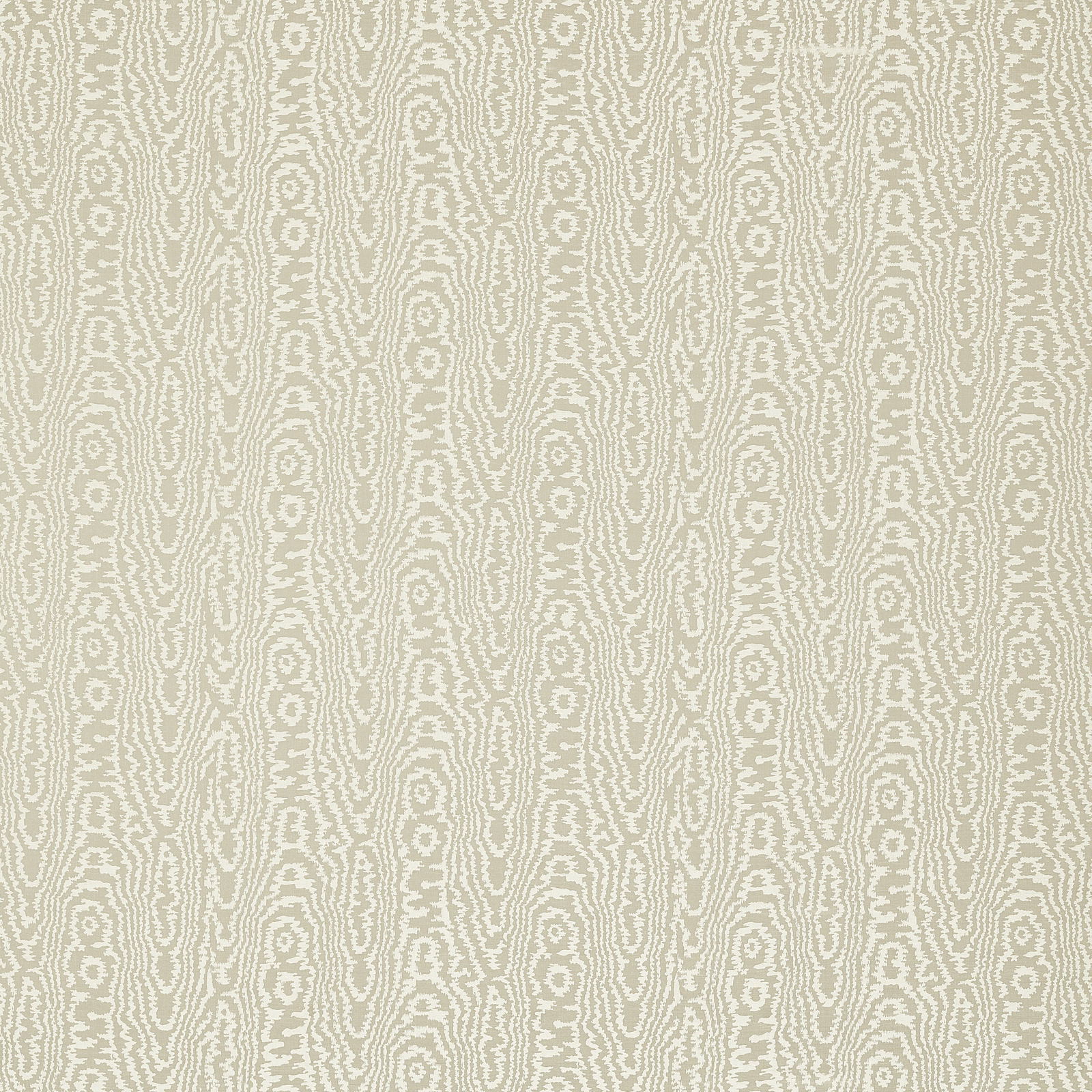 Pale oatmeal moiré weave with ivory rippling vertical bands and oval details