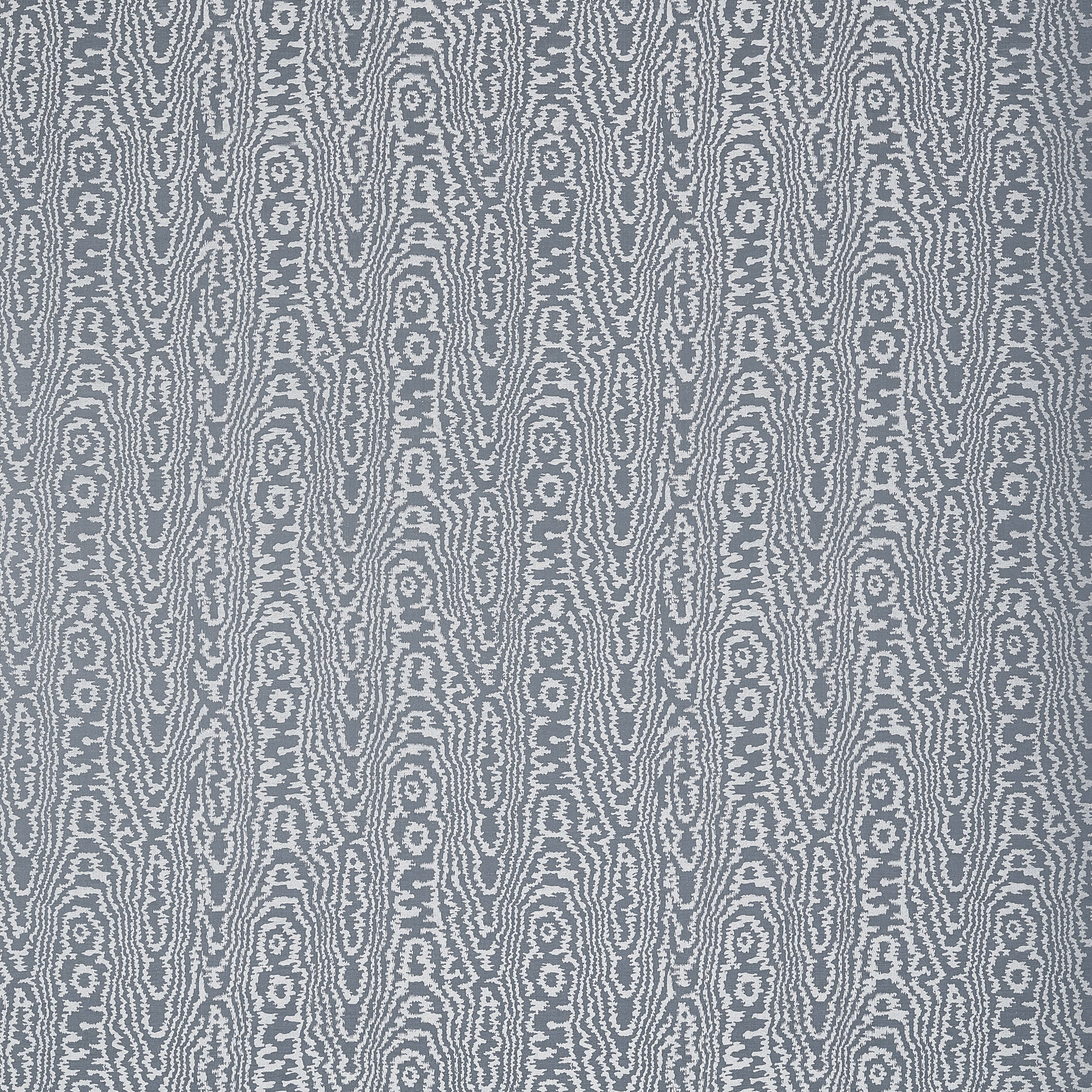 Cool blue-grey woven fabric with pale organic vertical moiré motifs