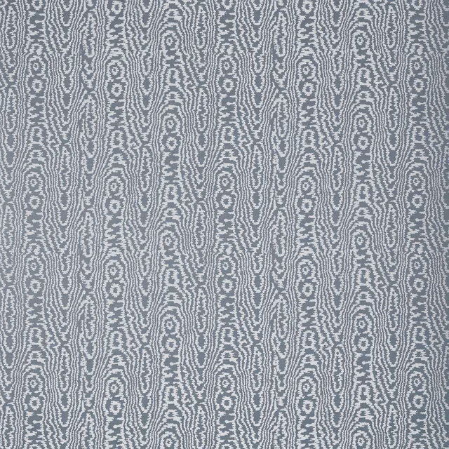 Cool blue-grey woven fabric with pale organic vertical moiré motifs