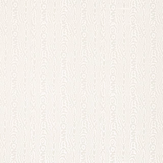 Pale porcelain ivory moiré with vertical ripples and small oval motifs