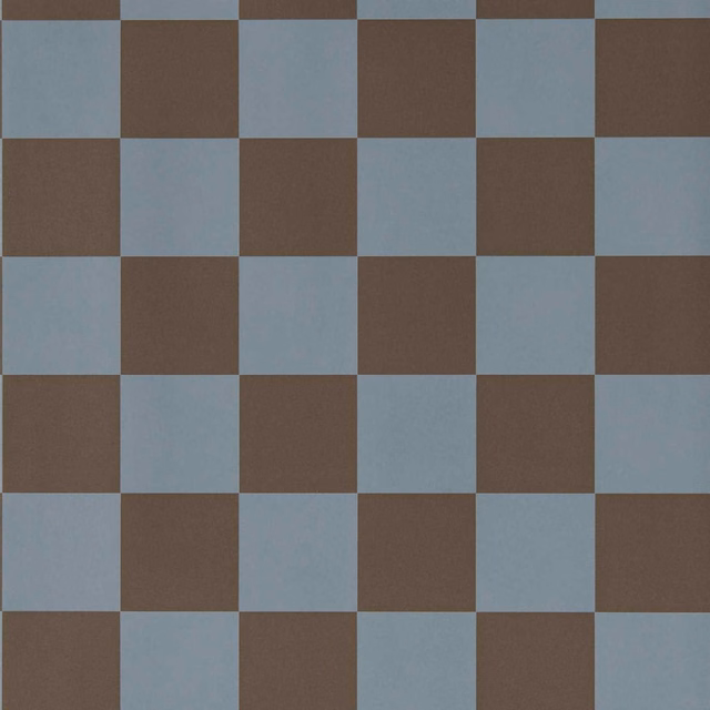 Muted Atlantic blue and chocolate checkerboard wallpaper with a softly textured matte surface