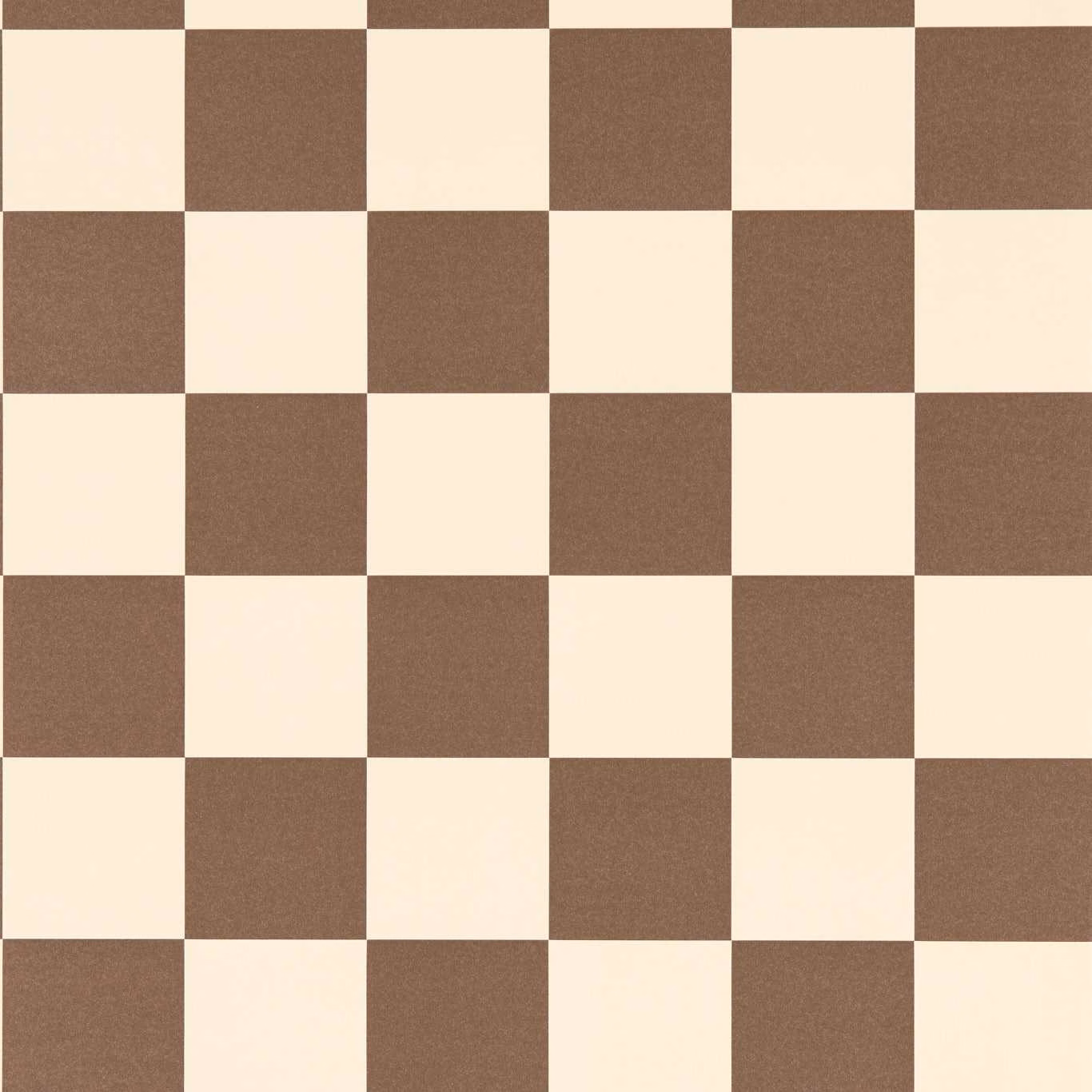 Chocolate brown and warm ivory checkerboard wallpaper with a lightly textured surface