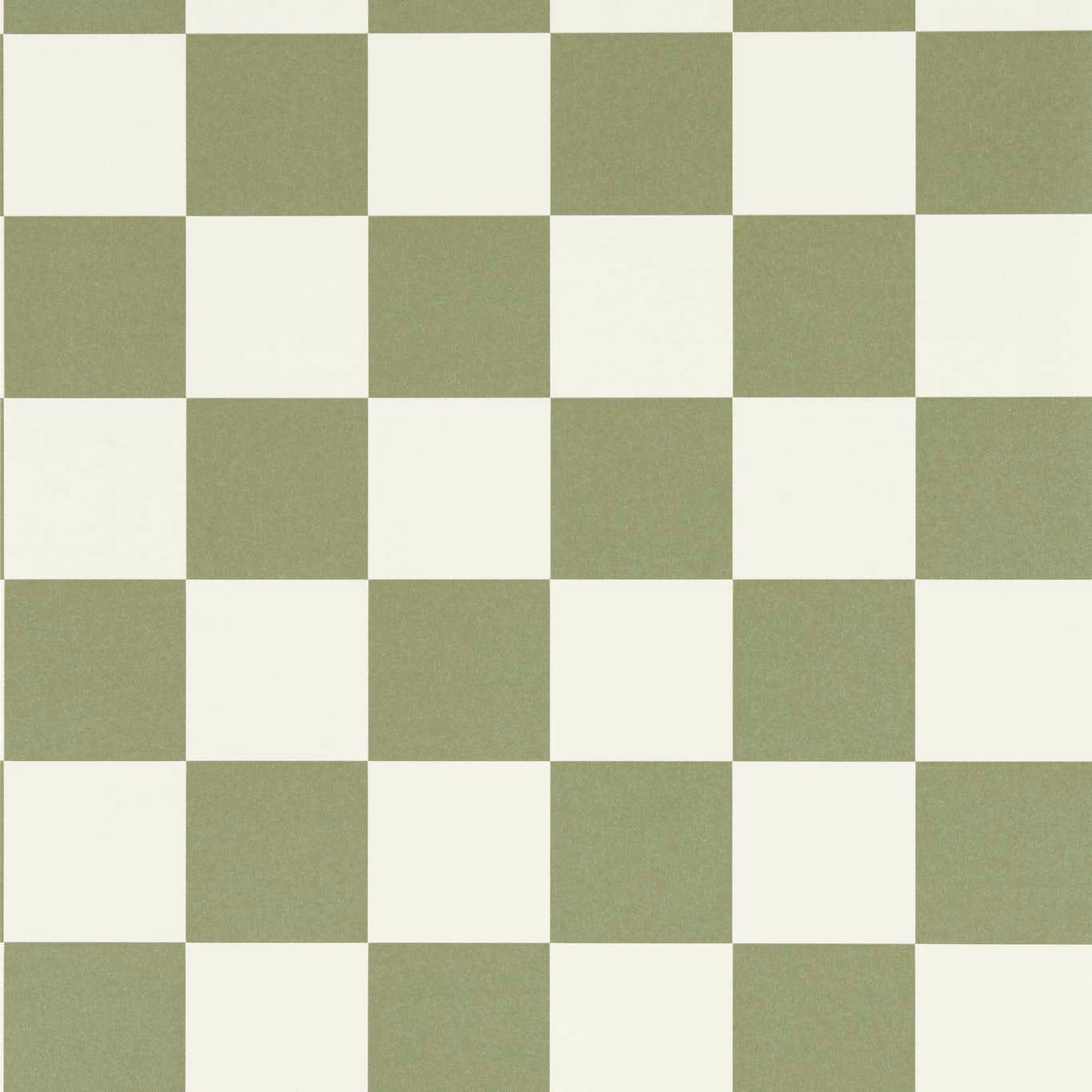 Muted matcha-green and warm ivory checkerboard wallpaper with a softly textured surface