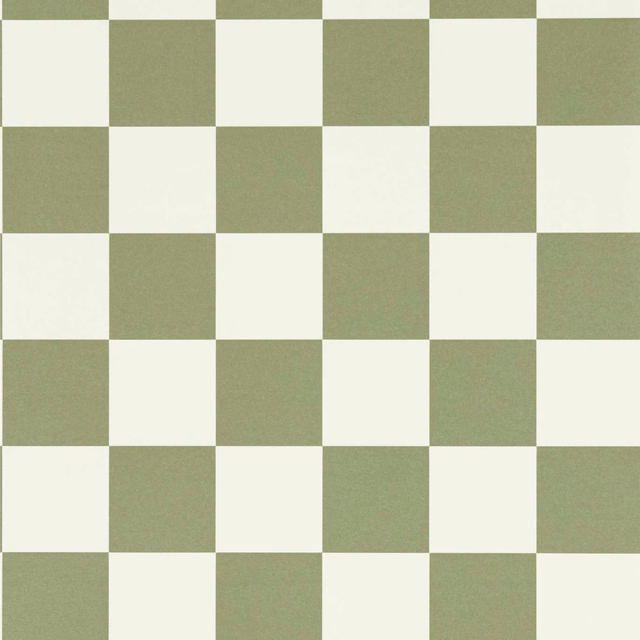 Muted matcha-green and warm ivory checkerboard wallpaper with a softly textured surface