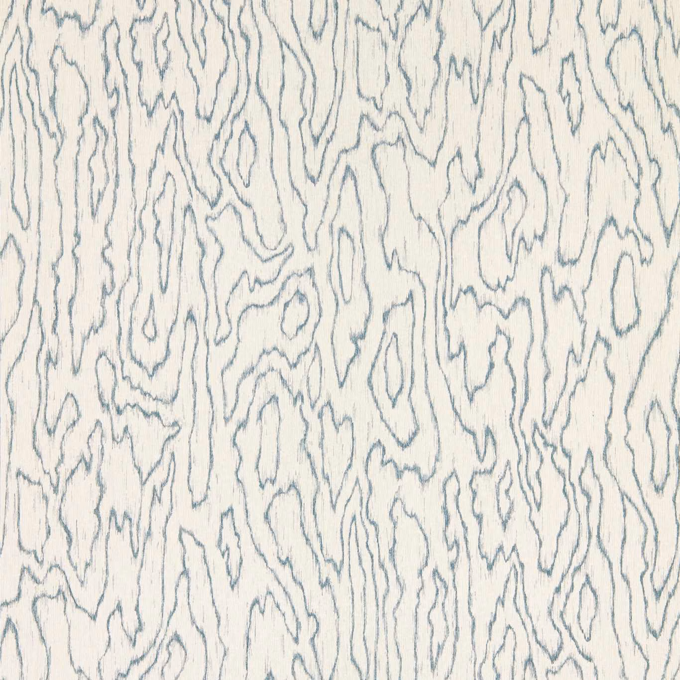 Warm ivory wallpaper with fine blue-grey, flowing woodgrain-like contour lines