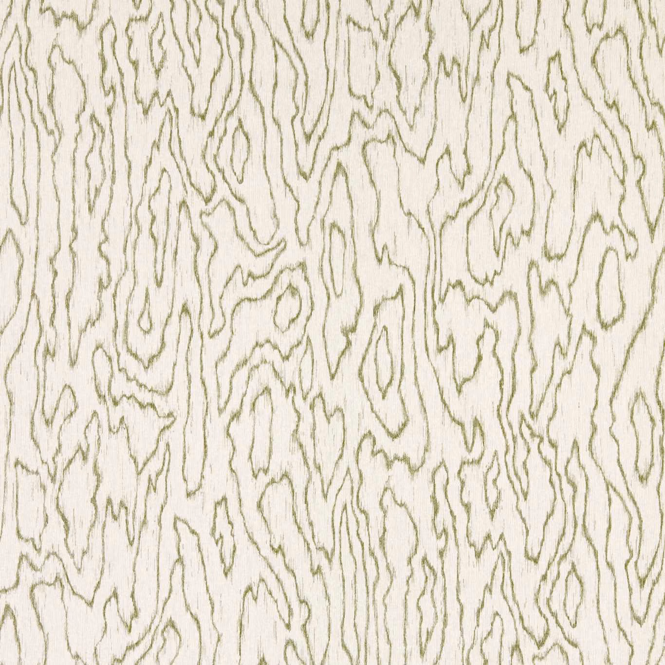 Cream wallpaper with fine matcha-green, woodgrain-like organic lines