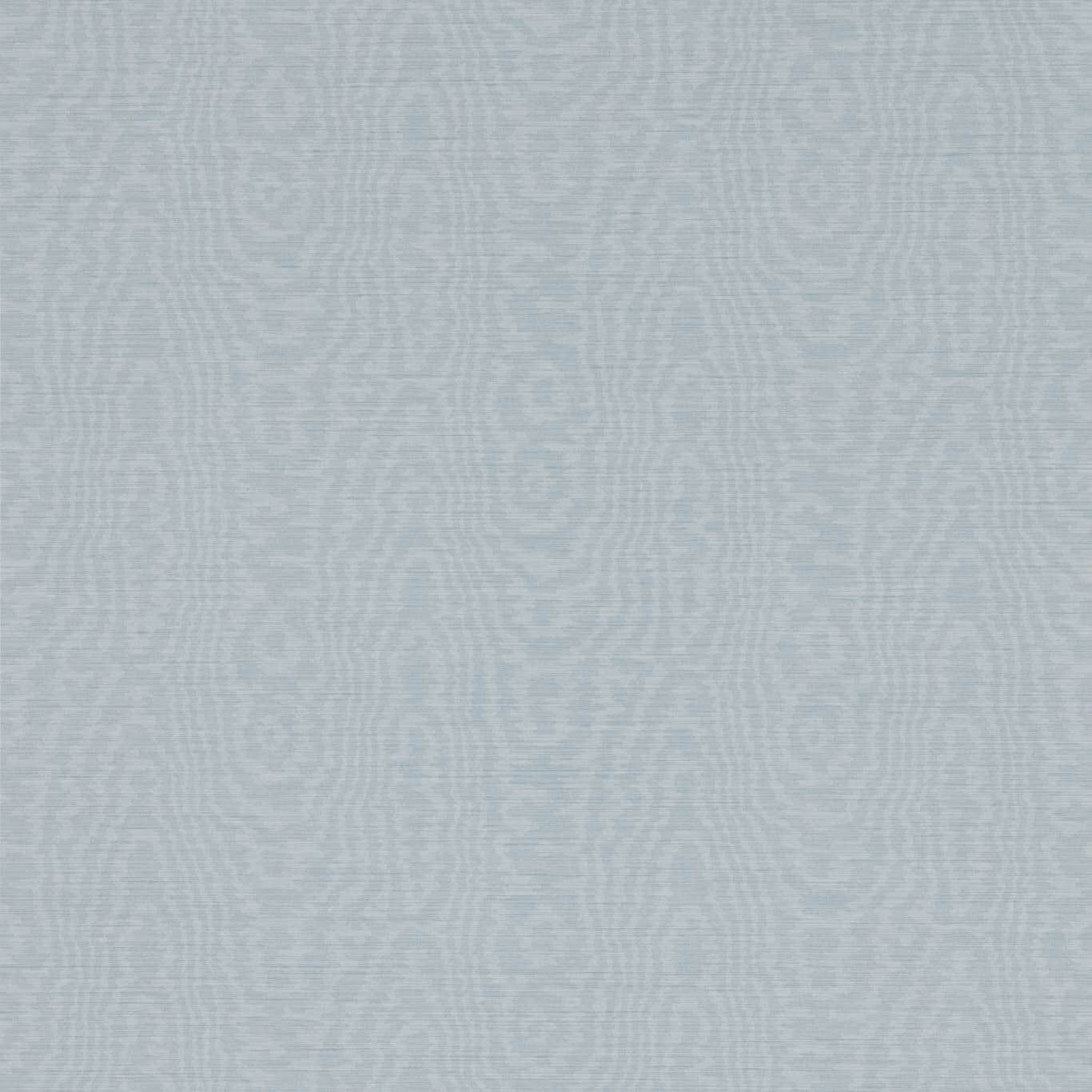 Pale blue-grey wallpaper with delicate vertical wavy lines and softly textured tonal surface