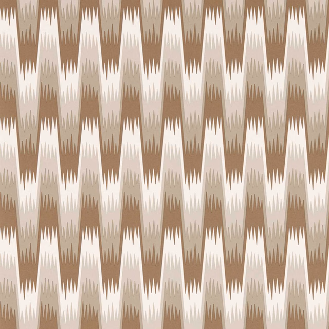 Chocolate, taupe and cream jagged diamond wallpaper pattern on a close-up swatch