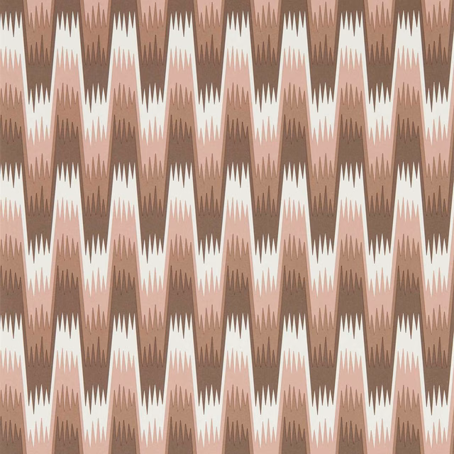 Dusty rose, taupe and ivory pointed geometric wallpaper in repeating vertical columns