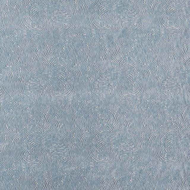 Cool blue-grey woven textile with fine white rippling contour motifs