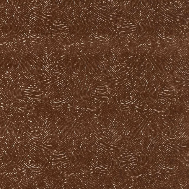 Chocolate brown woven ground with pale contour-like arcs in clustered organic motifs