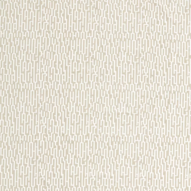 Warm oatmeal upholstery weave with dense cream broken vertical geometric lines