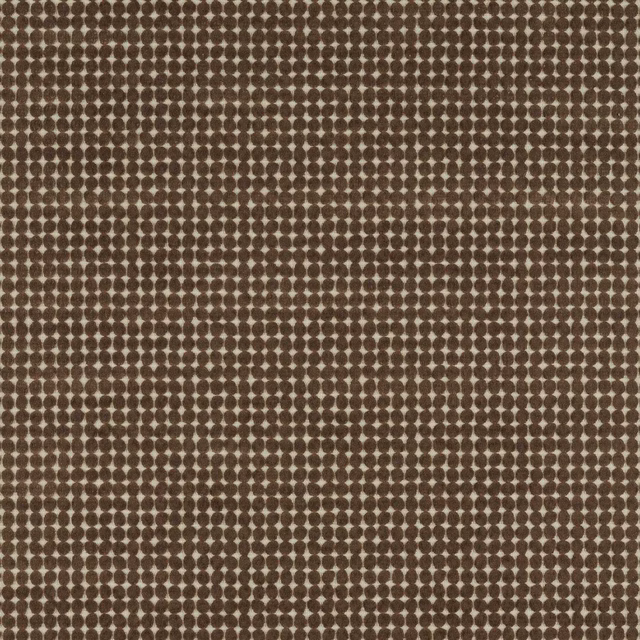 Close-up of chocolate brown woven fabric with dense pale loop spots