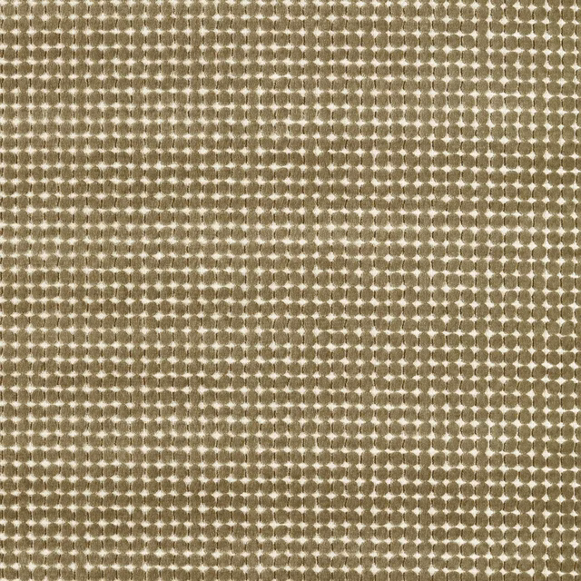 Muted moss olive looped spot weave with tiny cream highlights and dense texture