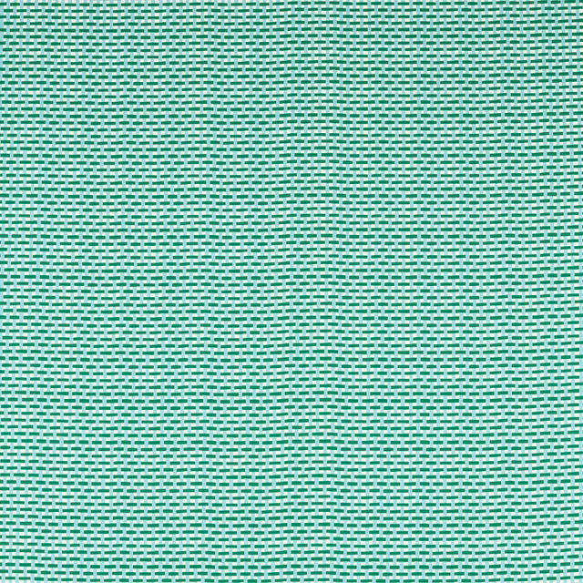 Close view of cool emerald and aquamarine threads forming a fine tactile basket weave