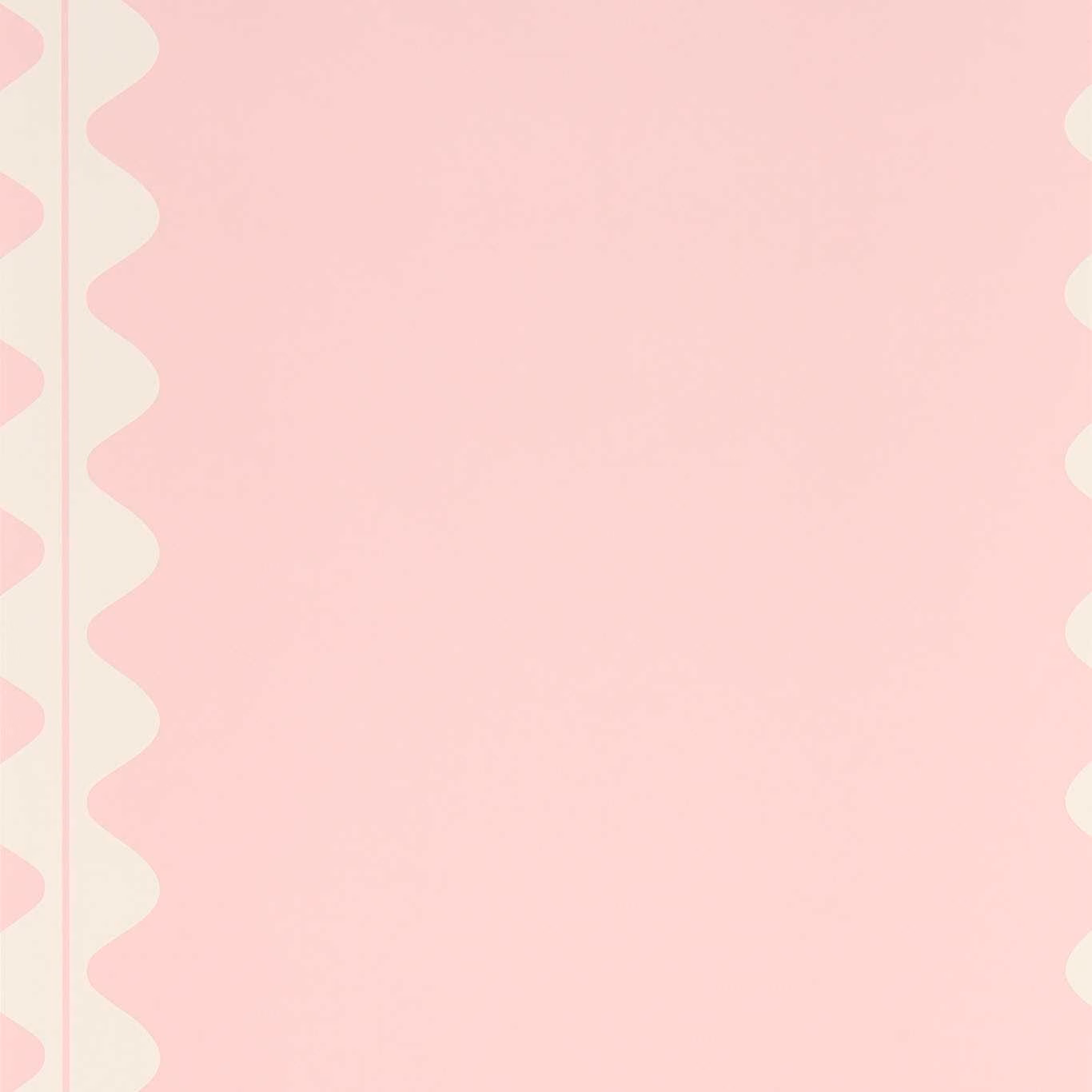 Pale rose pink wallpaper with ivory vertical scalloped ric rac bands