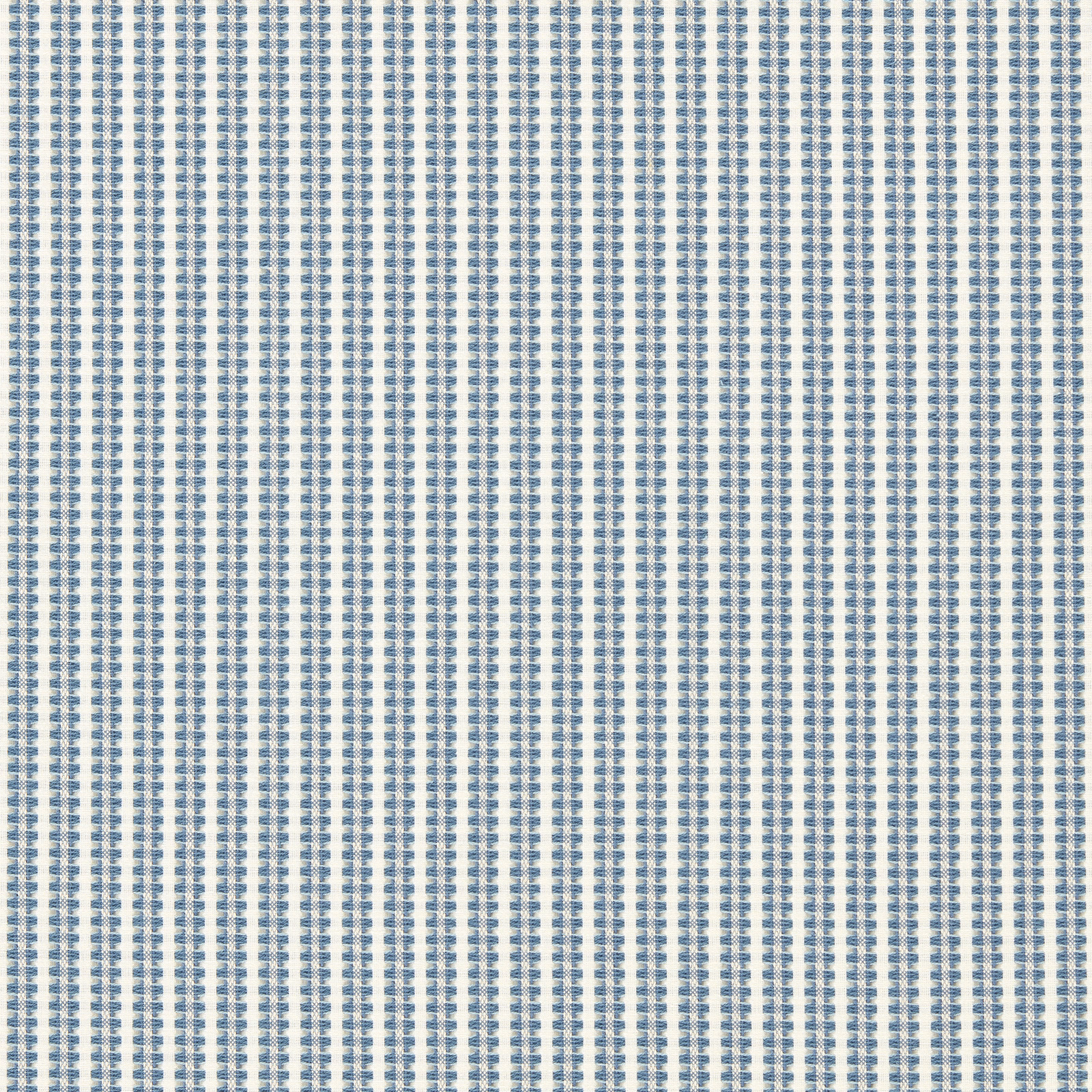 Cool sky-blue and linen vertical pepita stripe with fine woven texture