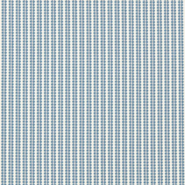 Cool sky-blue and linen vertical pepita stripe with fine woven texture