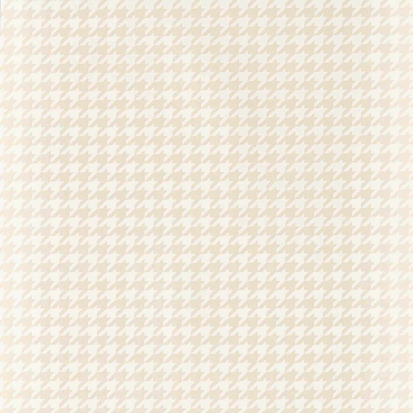 Ivory wallpaper with a small pale mist-beige houndstooth check