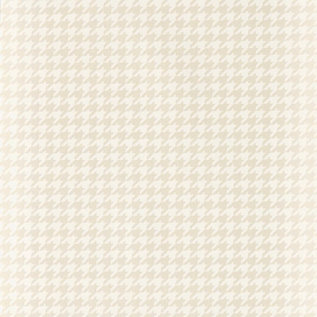 Ivory wallpaper with a small pale mist-beige houndstooth check