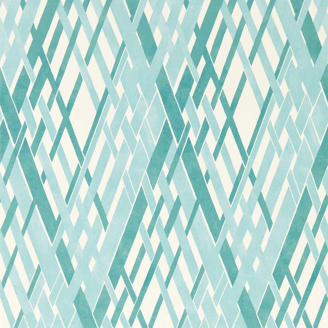 Cool aqua wallpaper with layered teal diagonal lattice and pale angular accents