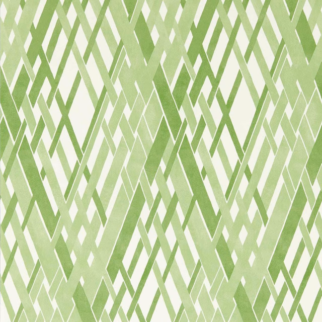 Layered clover-green and pale green diagonal bands with fine white gaps