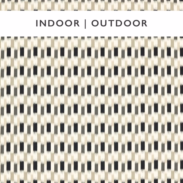 Black and taupe outdoor weave with small broken checker motifs in close-up