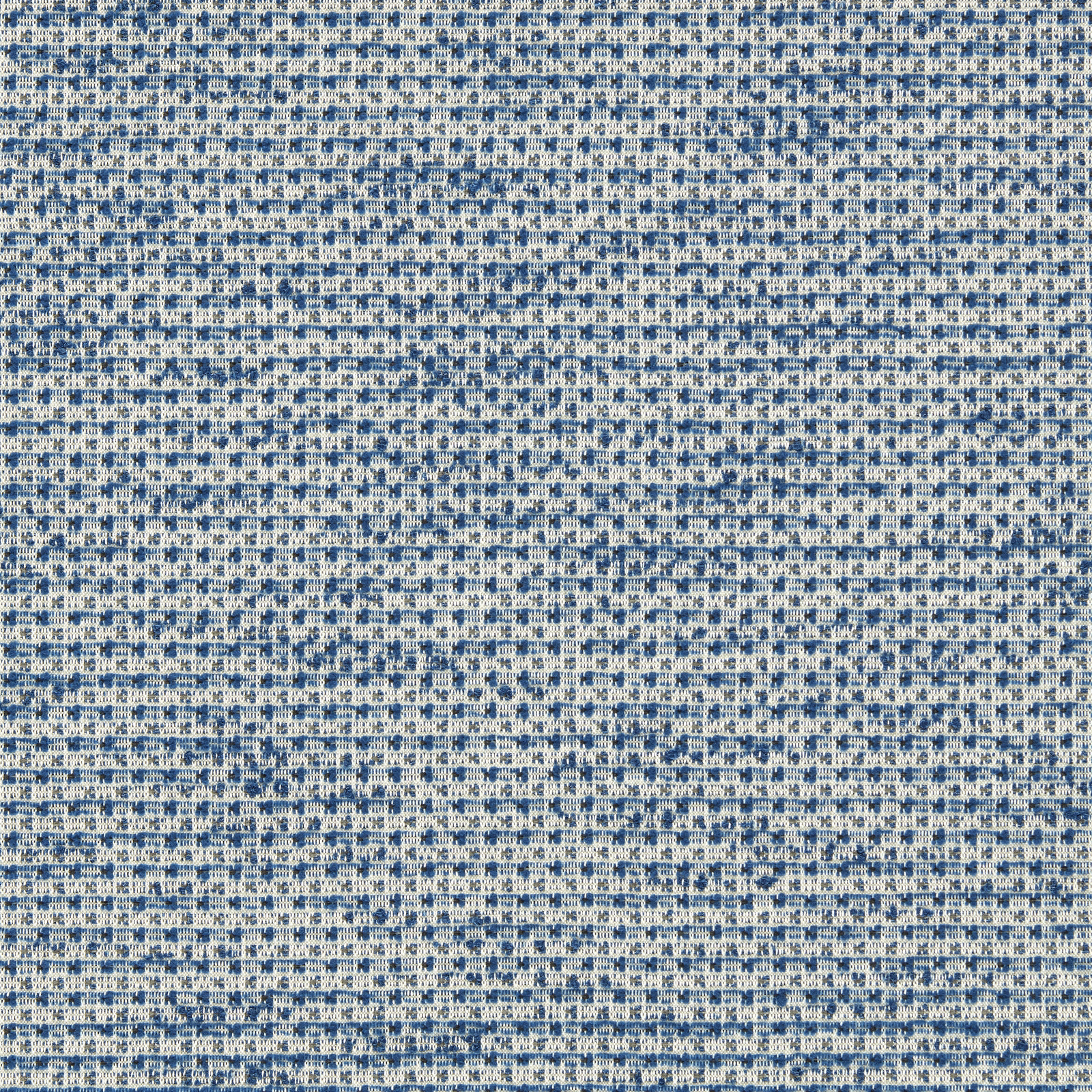 Cool indigo and ivory outdoor weave with tiny broken checks and tactile texture