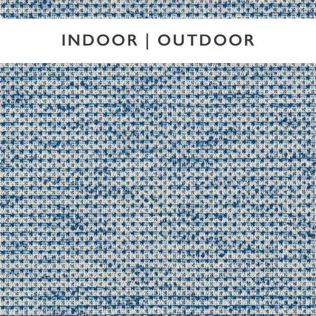 Cool indigo and ivory outdoor weave with tiny broken checks and tactile texture