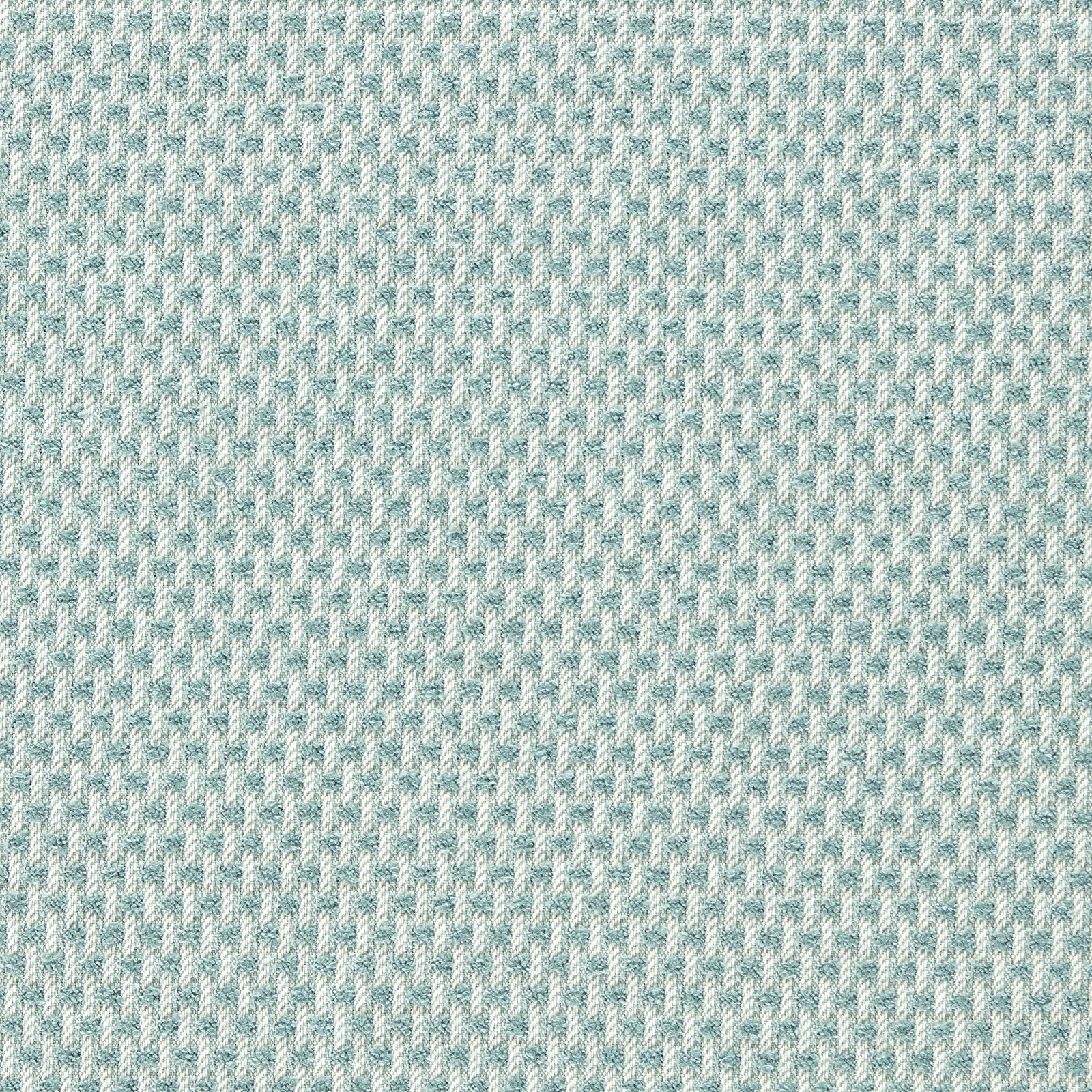 Close-up of pale aqua and chalk outdoor weave with small chevron texture