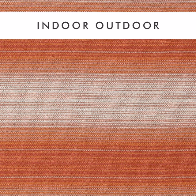 Rusted clementine and rhubarb horizontal stripes in a densely textured outdoor weave