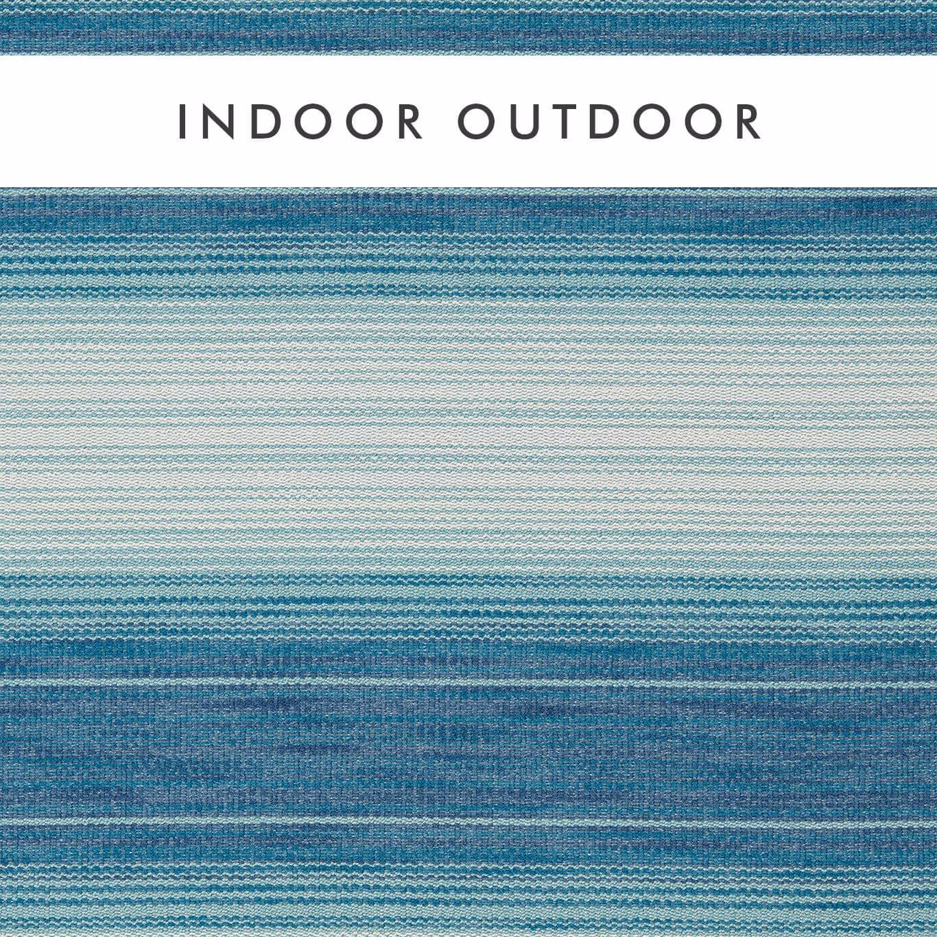Indigo aqua outdoor weave with irregular horizontal bands and dense tactile texture