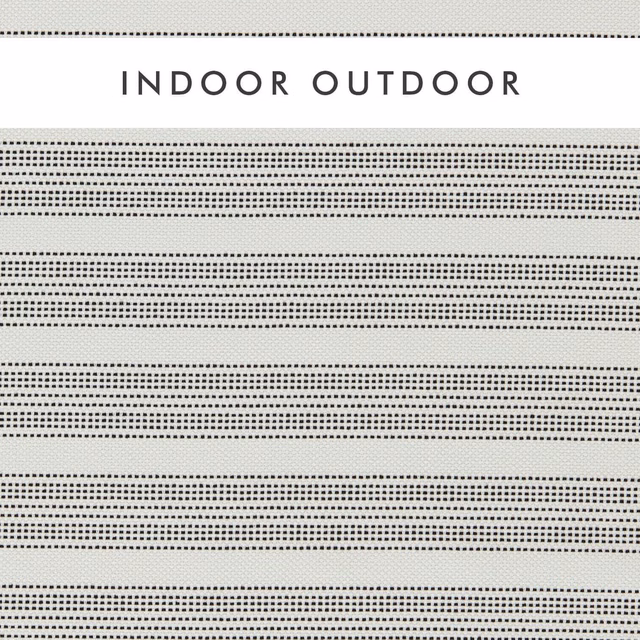 Chalk woven fabric with fine black dotted horizontal bands and staggered stripe groupings