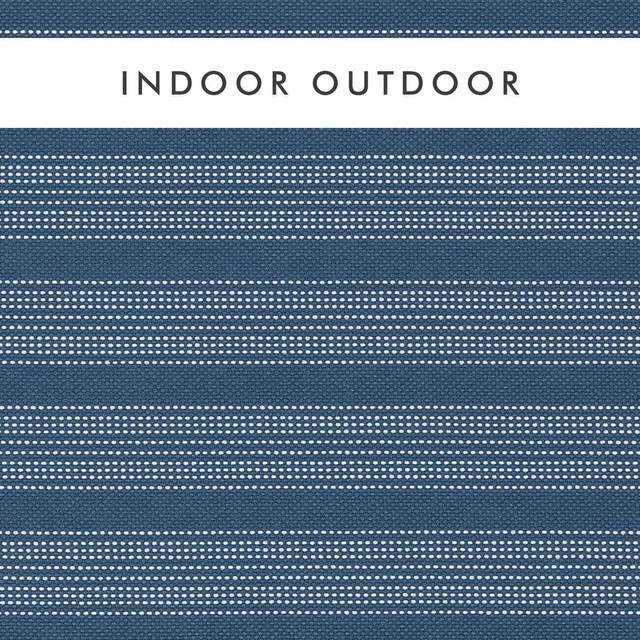 Deep indigo woven swatch with repeated chalk dotted horizontal lines