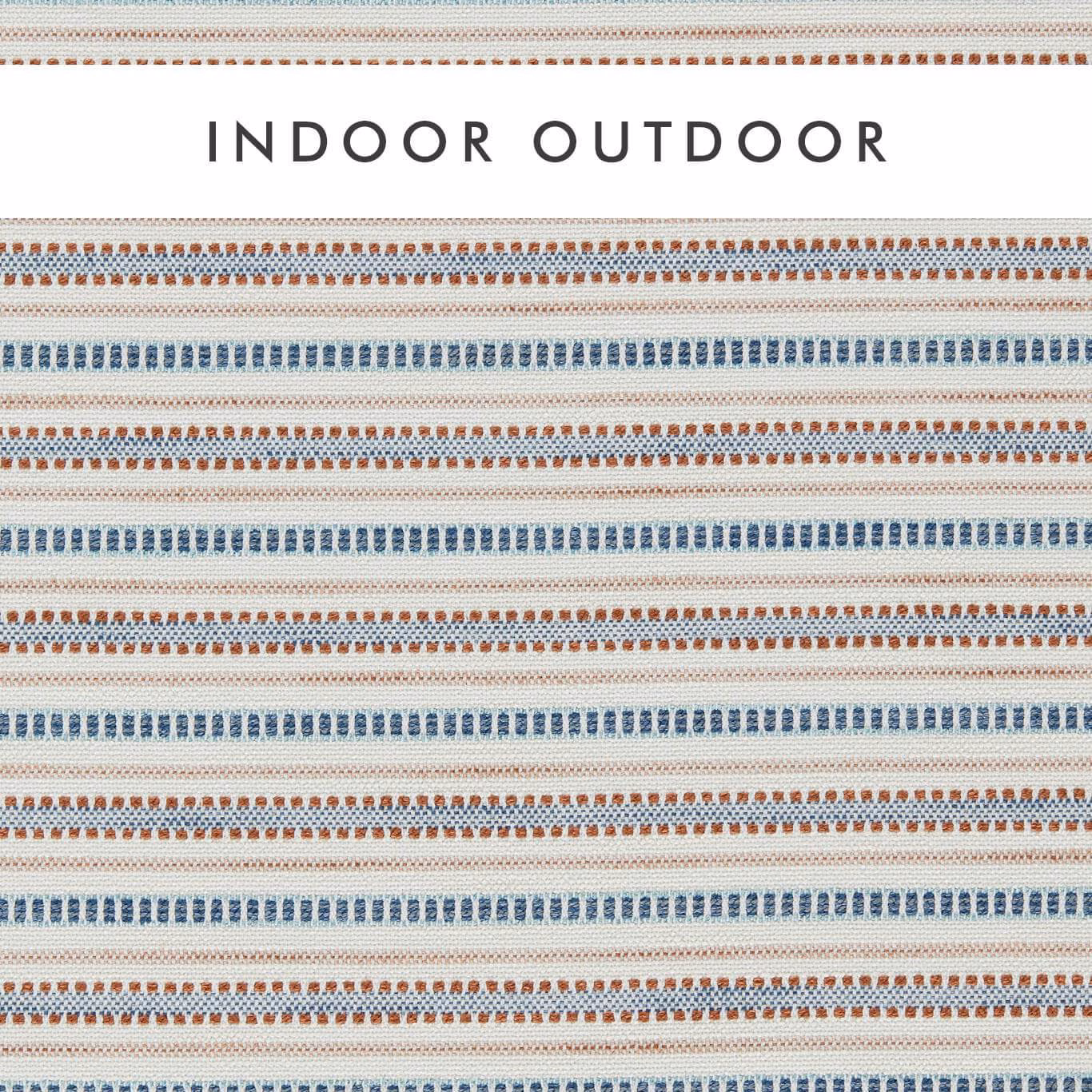 Ivory outdoor weave with fine indigo and rust geometric horizontal bands