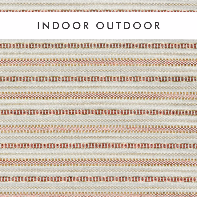 Cream outdoor weave with rhubarb and nectar geometric horizontal stripes