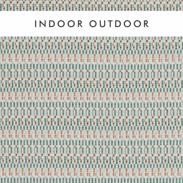 Cloud woven ground with Mallard teal and Rust geometric rows