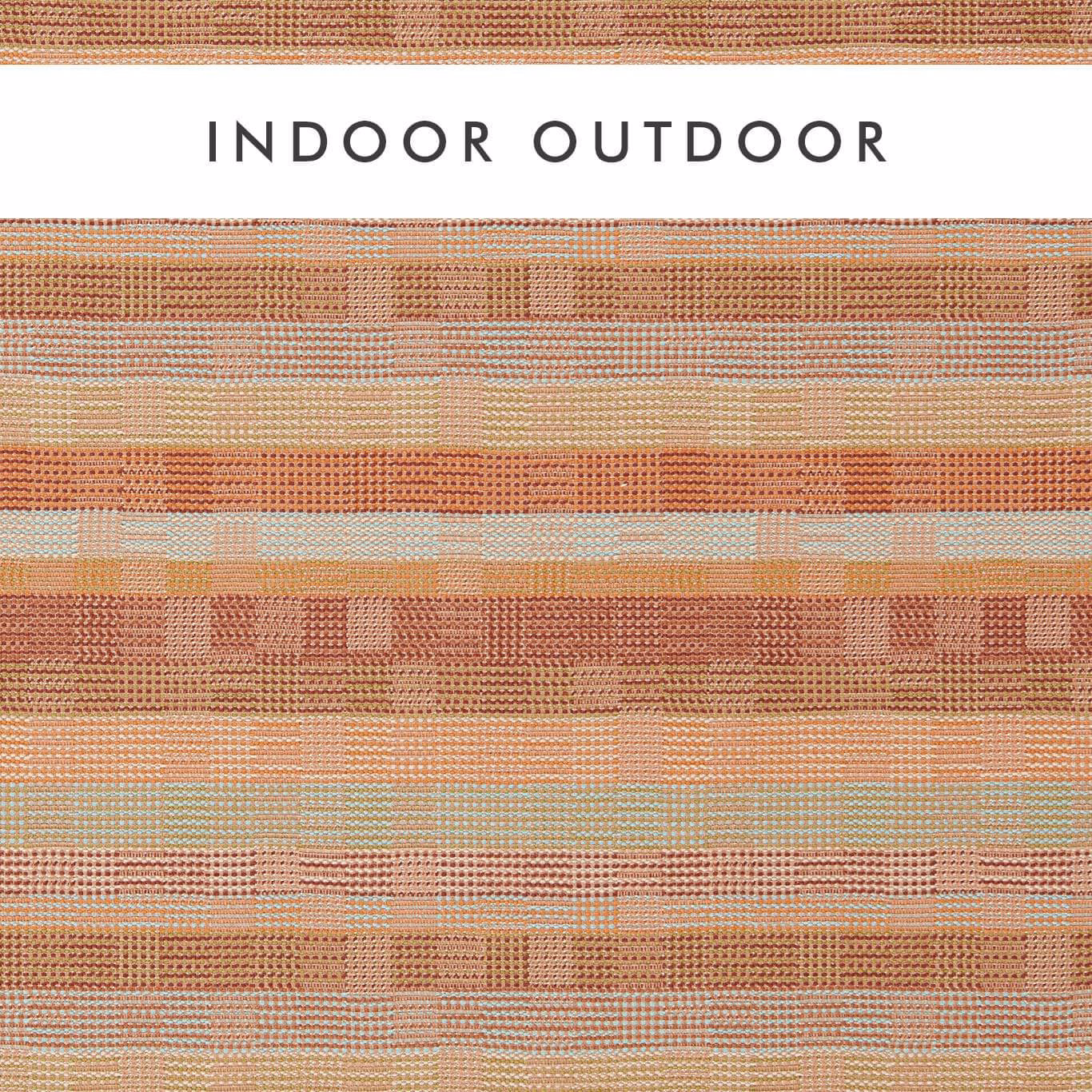 Rust, clementine and pale aqua geometric bands in a close woven textile
