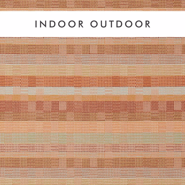 Rust, clementine and pale aqua geometric bands in a close woven textile