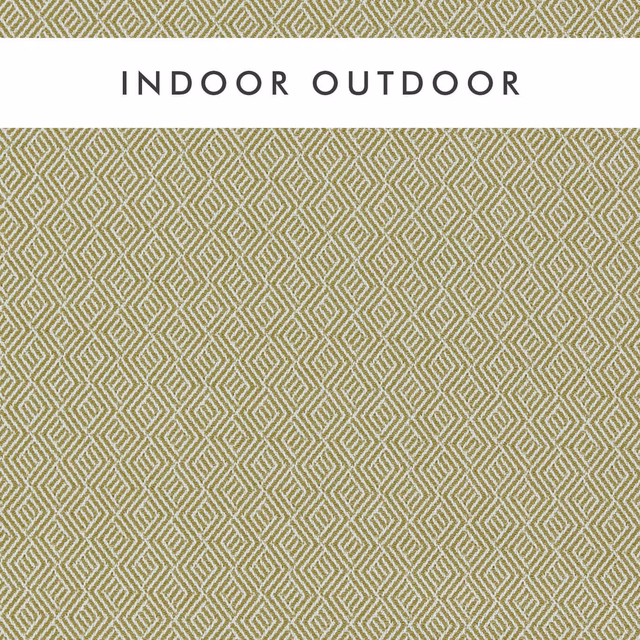 Moss green and chalk outdoor weave with a crisp repeating diamond lattice