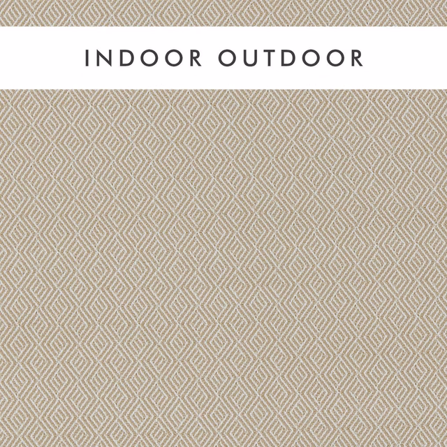Warm taupe outdoor weave with small chalk interlocking diamond geometry